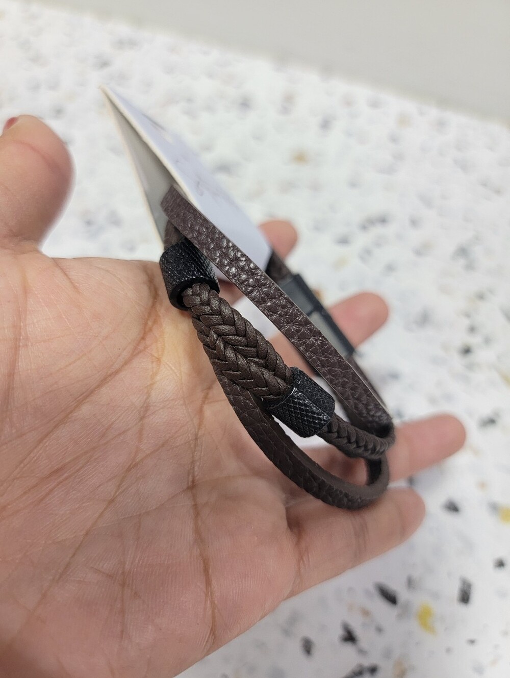 Braided Brown Men's Leather Bracelet - Stylish Everyday Accessory
